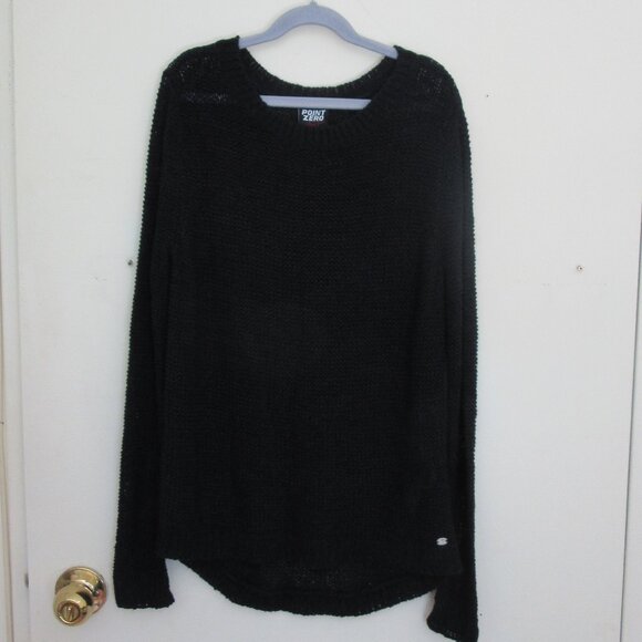 Point Zero Women Sweater - Classic Black Hollow Knitted - Long Sleeve - Comfy - Picture 4 of 7
